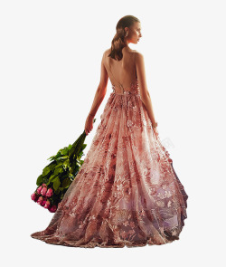 欧美模特婚纱背面素材
