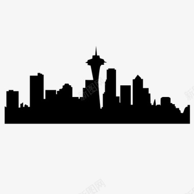 西雅图天际线城市城市生活图标