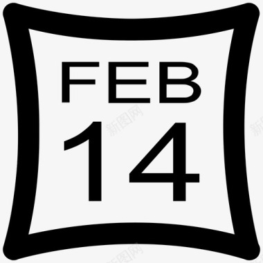2月14日爱与浪漫大胆线条图标图标