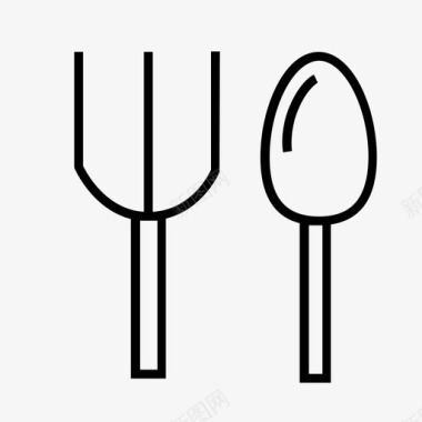 勺子和螺旋钻厨房瘦图标图标