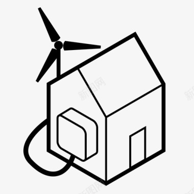风力发电住宅可再生能源房地产图标