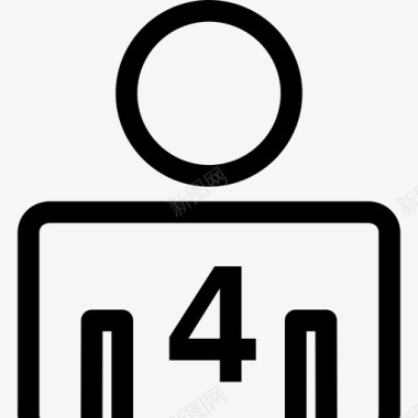 四人或四人号码4符号人旅馆图标