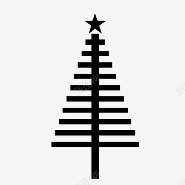 圣诞树装饰线条图标