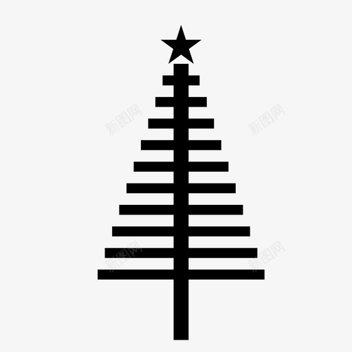 圣诞树装饰线条svg_新图网 https://ixintu.com 圣诞树 装饰 线条 星星
