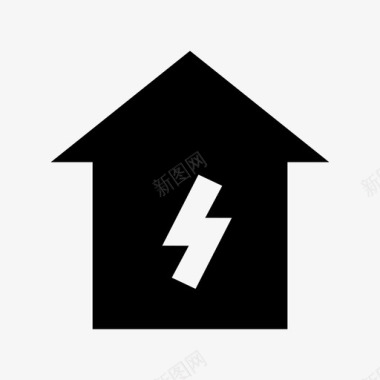房屋能源和电力材料线图标图标
