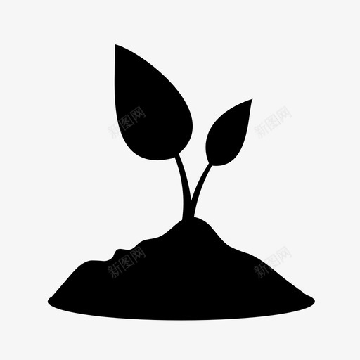 芽小植物svg_新图网 https://ixintu.com 芽小 植物 有机 新叶 生长 谷物 新鲜 生态 春天 简单 黑色