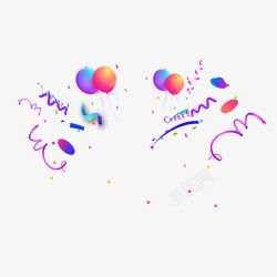 彩色气球矢量彩带碎片动感渐变小物件设计图形动态漂浮图素材