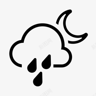 雨夜气候雨伞图标