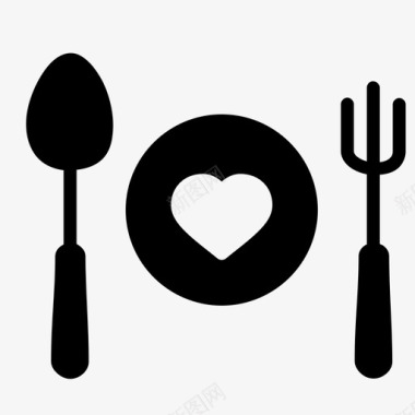 桌子设置勺子浪漫图标