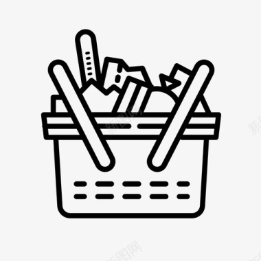 购物篮满食品杂货图标