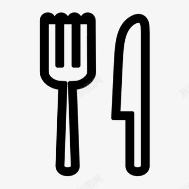 叉子和刀桌子银图标