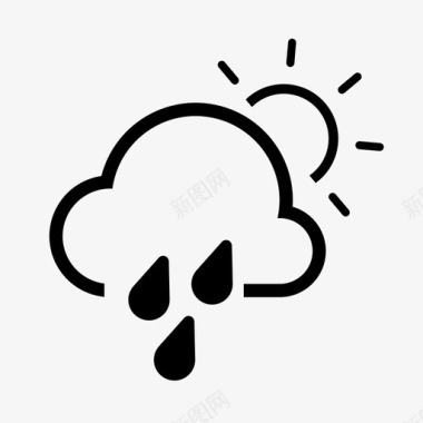 晴天下雨气候雨伞图标