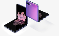 两颗镜面紫色的GalaxyZ翻盖使用不停停功能折叠素材