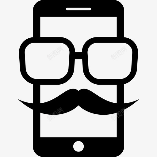 带眼镜和胡子的电话工具和器具电话图标svg_新图网 https://ixintu.com 电话 带眼镜 胡子 工具 器具 图标
