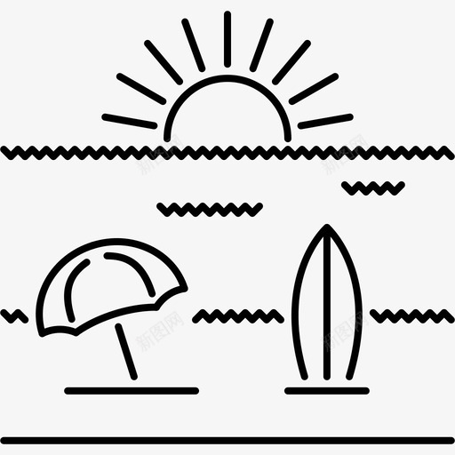 海滩沙滩阳光svg_新图网 https://ixintu.com 海滩 沙滩 阳光 冲浪板 雨伞 旅行 大纲