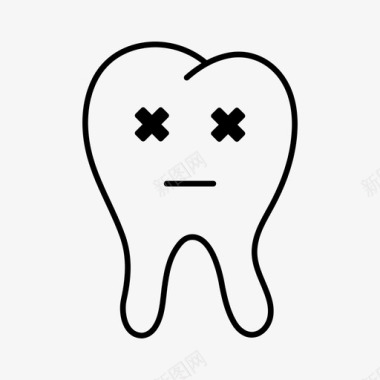 不开心的牙疼的牙龋齿图标