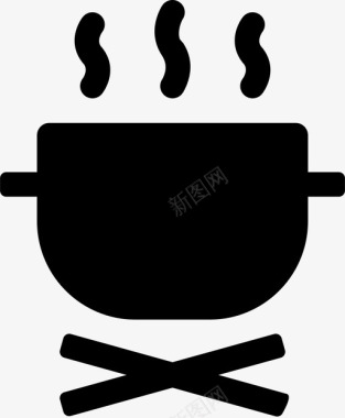 壁炉汤野营食物图标