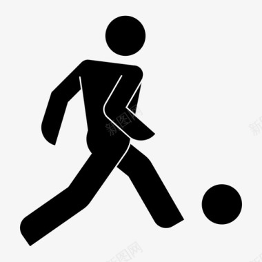 足球运动员足球跑步图标