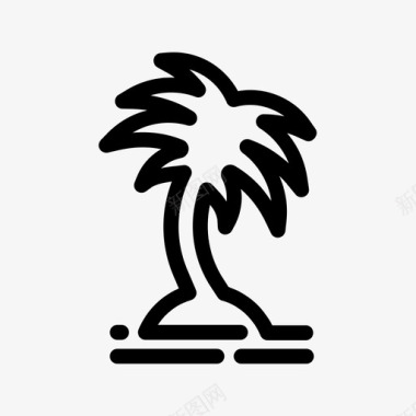 热带岛屿棕榈树树图标