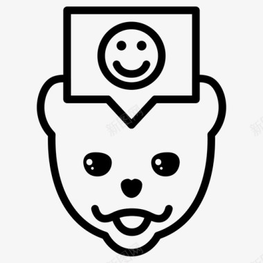 波美拉尼亚狗表情符号微笑图标