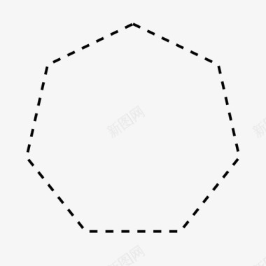 虚线七角形几何数学图标