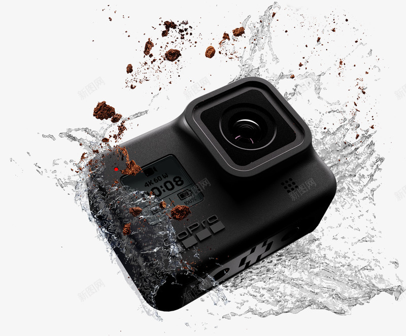 HERO8Black被碎石击中溅上水花png_新图网 https://ixintu.com 碎石 击中 水花