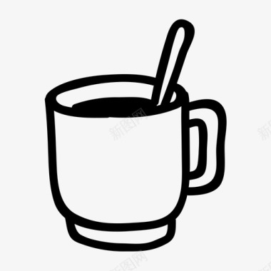 带勺子的杯子咖啡饮料图标