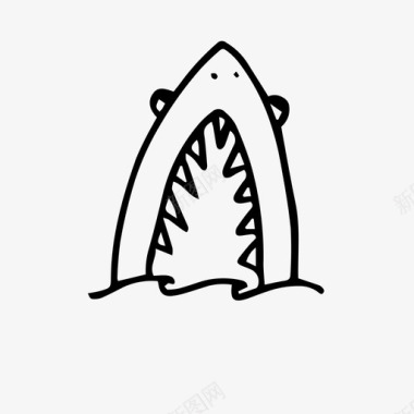 鲨鱼袭击动物海滩图标