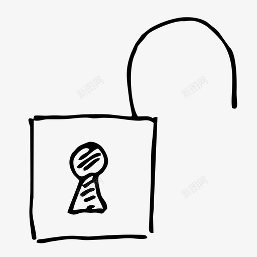未锁定手绘锁孔svg_新图网 https://ixintu.com 草图 锁定 手绘 锁孔 打开
