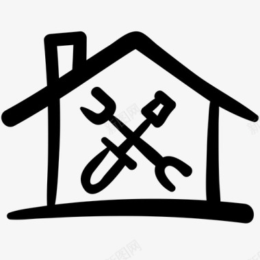 家居维修涂鸦房屋图标