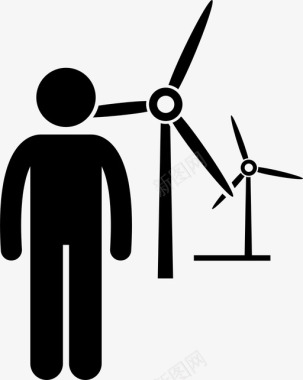 风力涡轮机回收电力图标