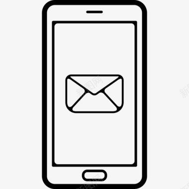 手机屏幕上的电子邮件信封背面符号工具和用具电话集图标