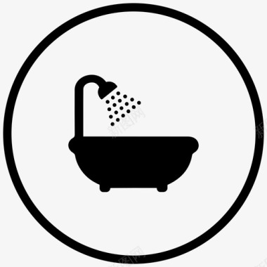 浴缸淋浴商业和商业图标集6si图标