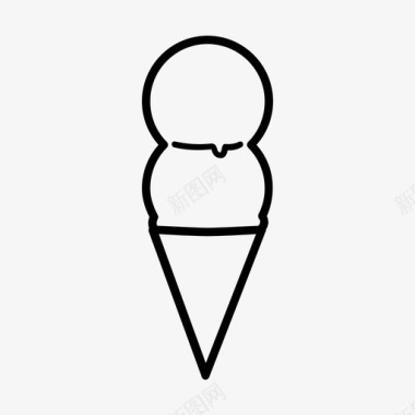 双筒冰淇淋冷的双勺图标