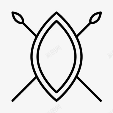 盾和矛非洲仪式图标