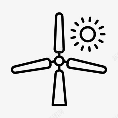 风力涡轮机绿色能源可再生能源图标