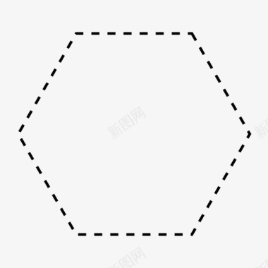 虚线六边形二维形状几何图标