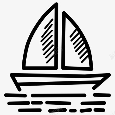帆船划船旅行图标