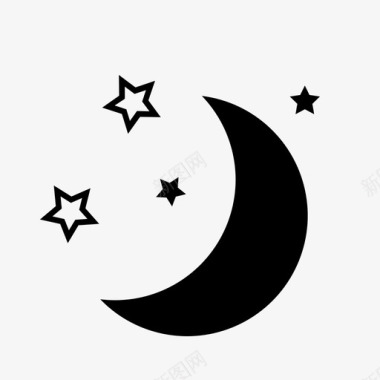 月亮和星星天文学夜晚图标
