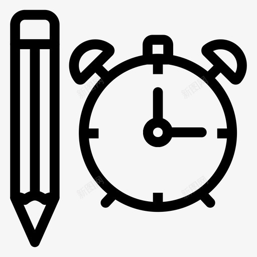 闹钟设计铅笔svg_新图网 https://ixintu.com 闹钟 设计 铅笔 打盹 声音 书写 业务 线图 图标