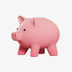 3D卡通立体小猪储蓄罐图素材