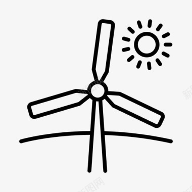 风力涡轮机环保绿色能源图标