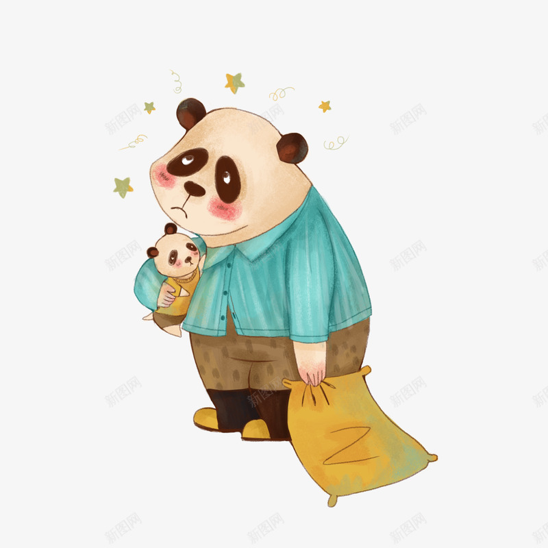 拟人动物失眠的熊猫先生png免抠素材_新图网 https://ixintu.com 拟人 动物 失眠 熊猫 先生