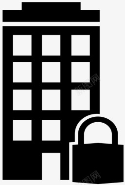 建筑安全锁保护图标