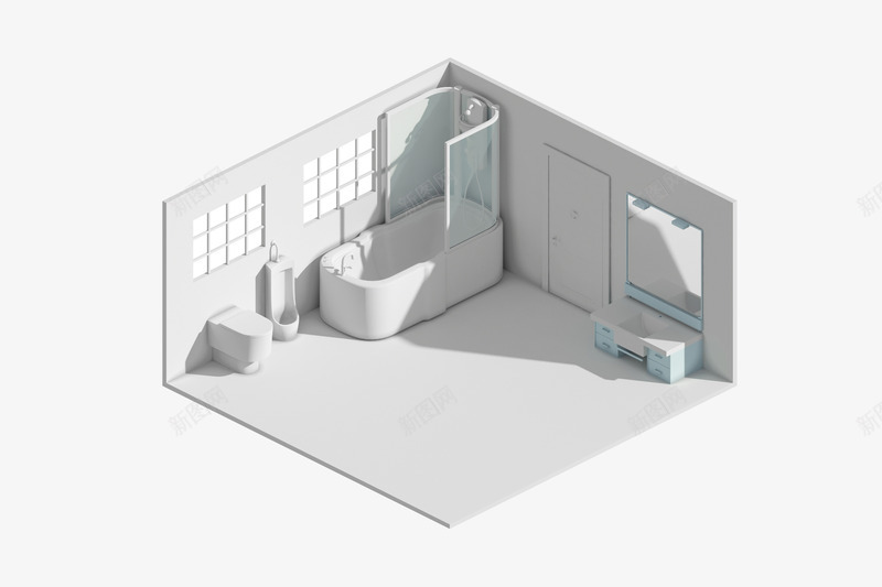 住宅室内厕所模型png免抠素材_新图网 https://ixintu.com 住宅 室内 厕所 模型