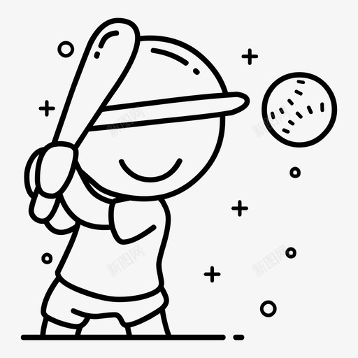 棒球运动员击球手大梦想线svg_新图网 https://ixintu.com 棒球 棒球运动 运动员 击球 球手 梦想