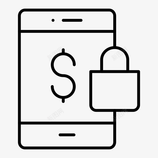 保护银行锁svg_新图网 https://ixintu.com 银行 保护 移动 安全 金融 细线 图标
