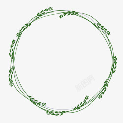 绿色小草圆形边框素材