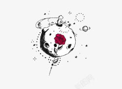 Pixabay上的免费小王子月球玫瑰浪漫幻想夜气氛素材