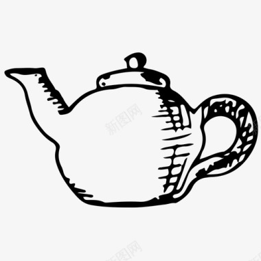 茶壶水壶素描图标